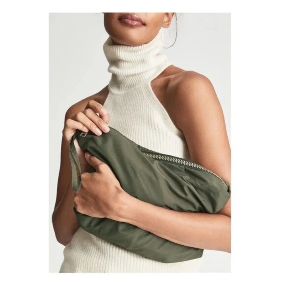 New! REISS London Jenna Short Hooded Parka Windbreaker Jacket in Khaki - Picture 7 of 13